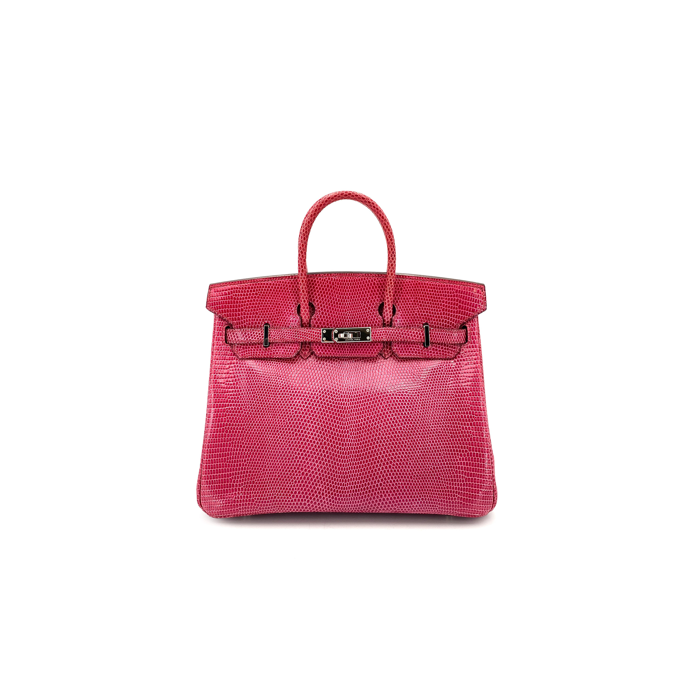 HERMES BIRKIN 25 FUCHSIA LIZARD PHW (25*18*14cm)